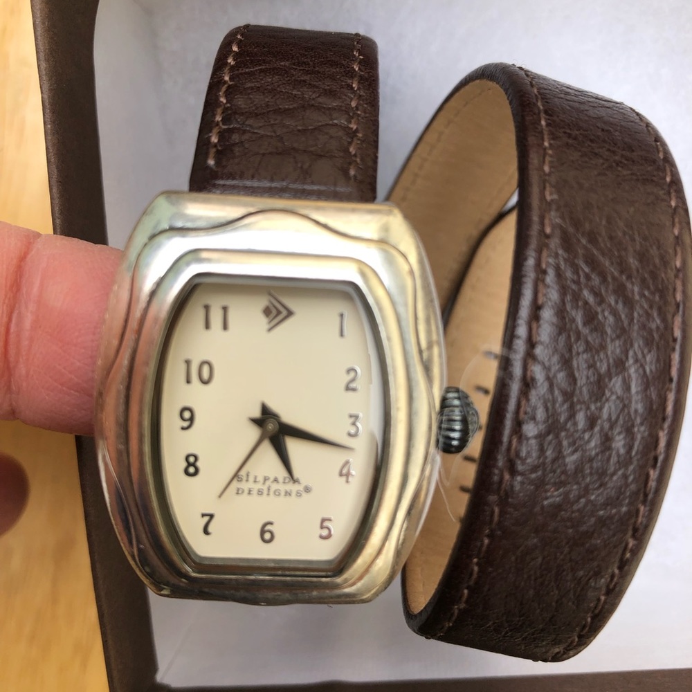 Silpada brown double wrap leather watch